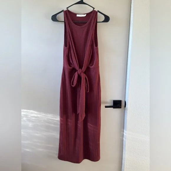 Lush Burgundy Knit Midi Dress - Picture 1 of 4
